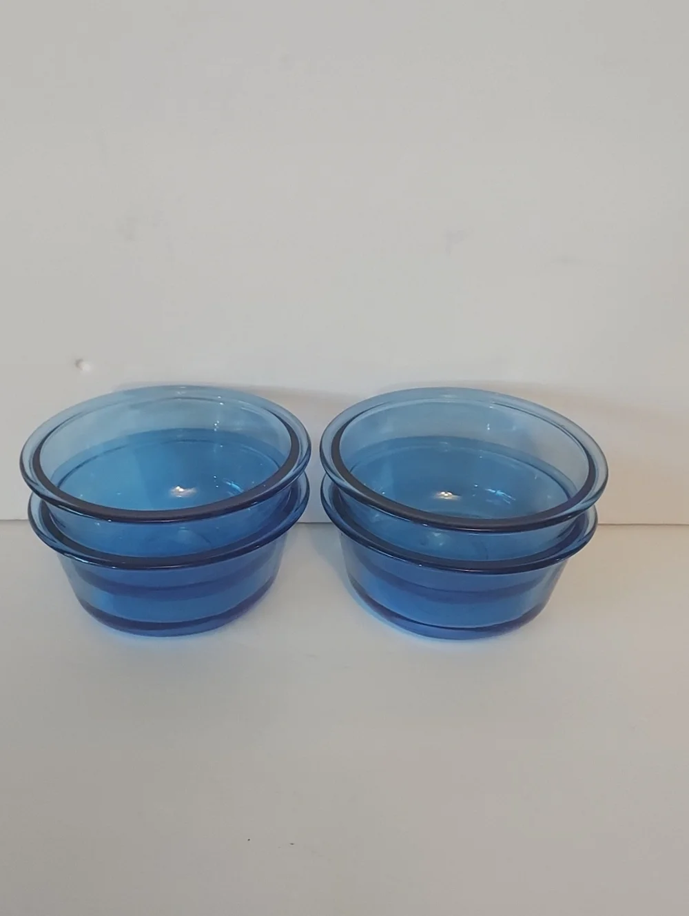 Vintage Anchor Hocking Blue Custard Bowls Ramekin Dishes 10 Oz.